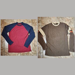 2 Arizona Vintage Fit Men's Long Sleeve Shirts - Size Small, 100% Cotton